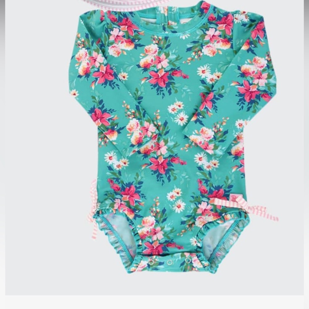 Ruffle Butts Fancy Me Floral rash guard baby girl 6/12m